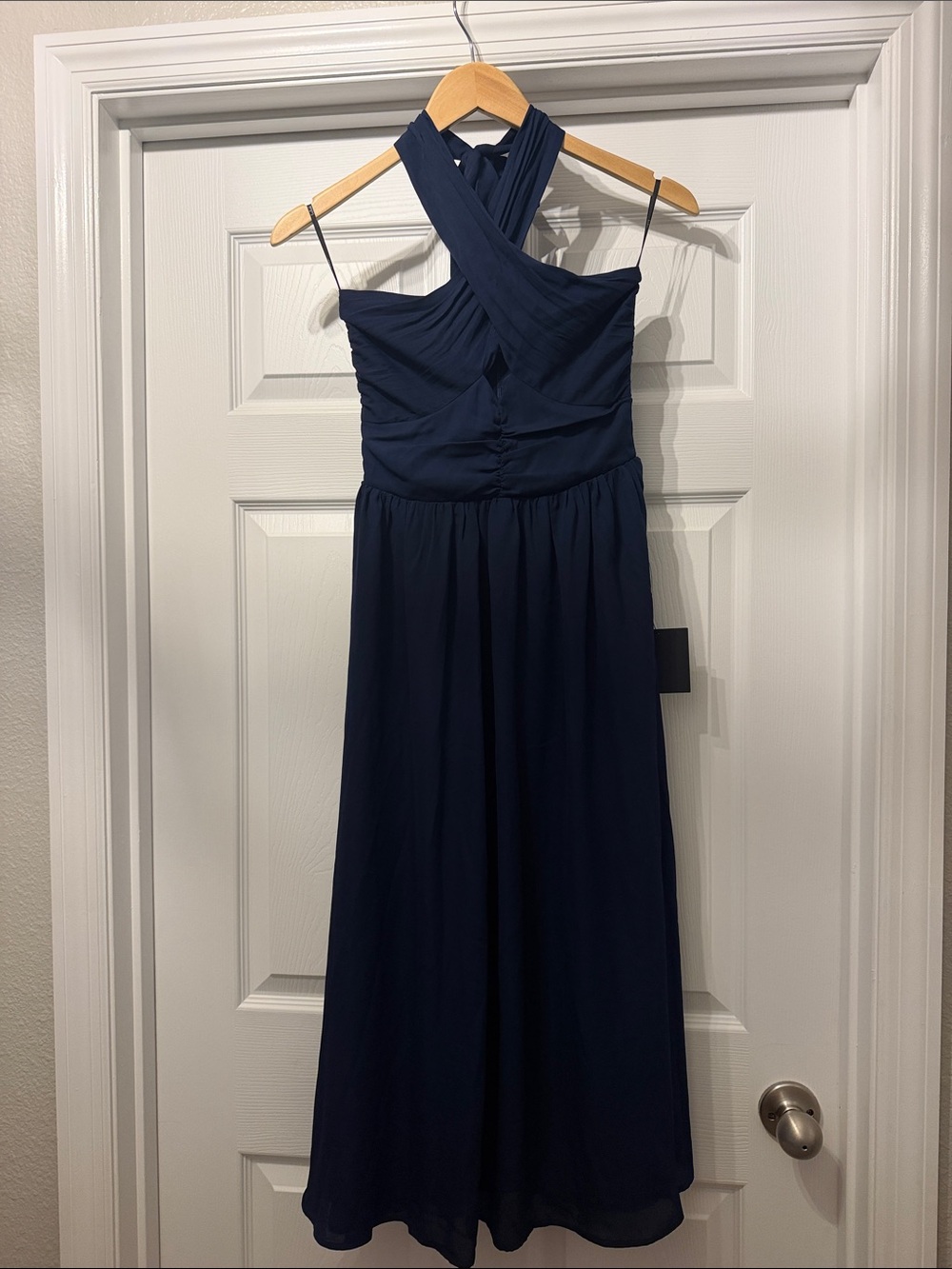Lulu's Navy Cross-Front Maxi Dress